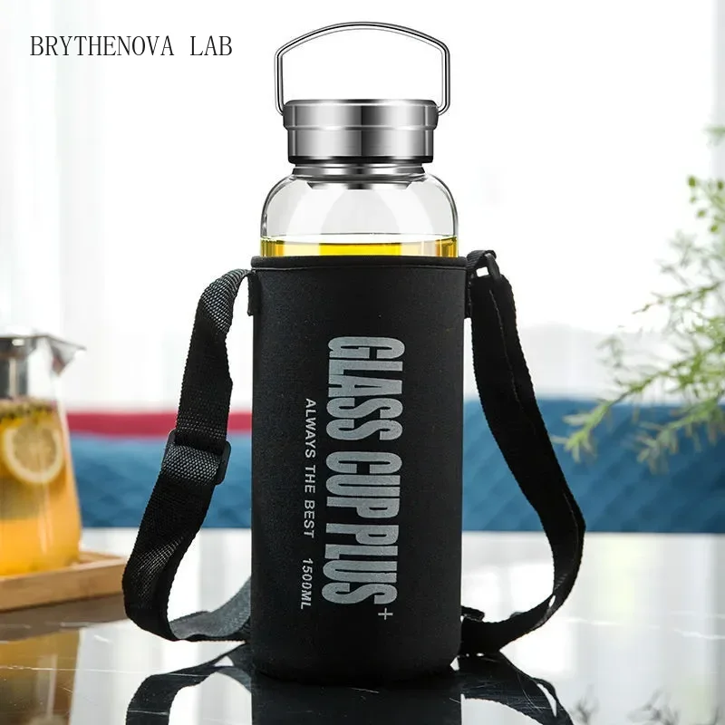 2L Glass Water Bottle with Str - Outdoor Sport Glass Water Bottle review and price
